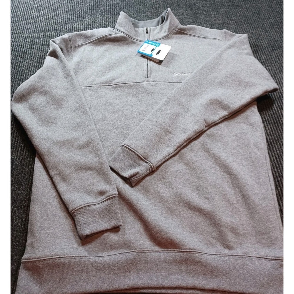 NEW Columbia Men's‎ Hart Mountain II Half Zip Pullover Sweatshirt Gray Large